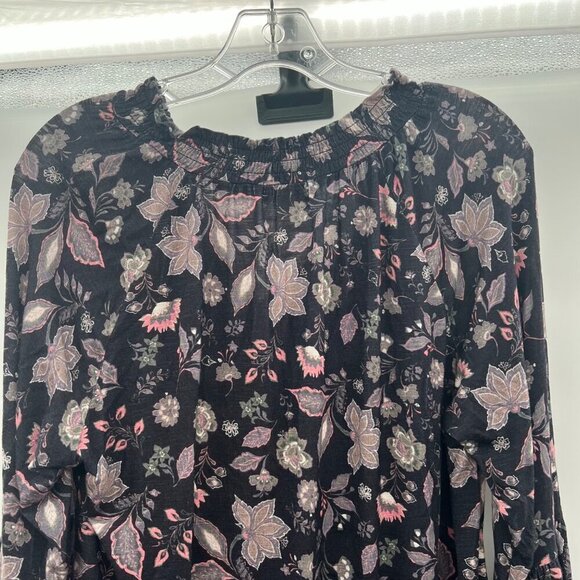 One World Women's Floral V-Neck Top Multicolor Long Sleeve Size Small - Picture 6 of 9